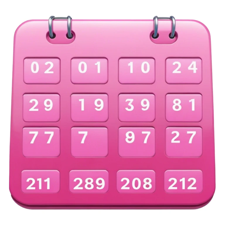 pink calendar with person faces in each date 3d icon sticker