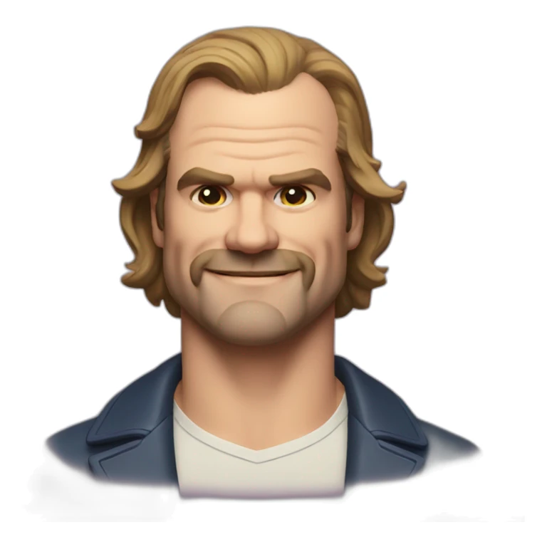 David Harbour smiling with facial hair sticker