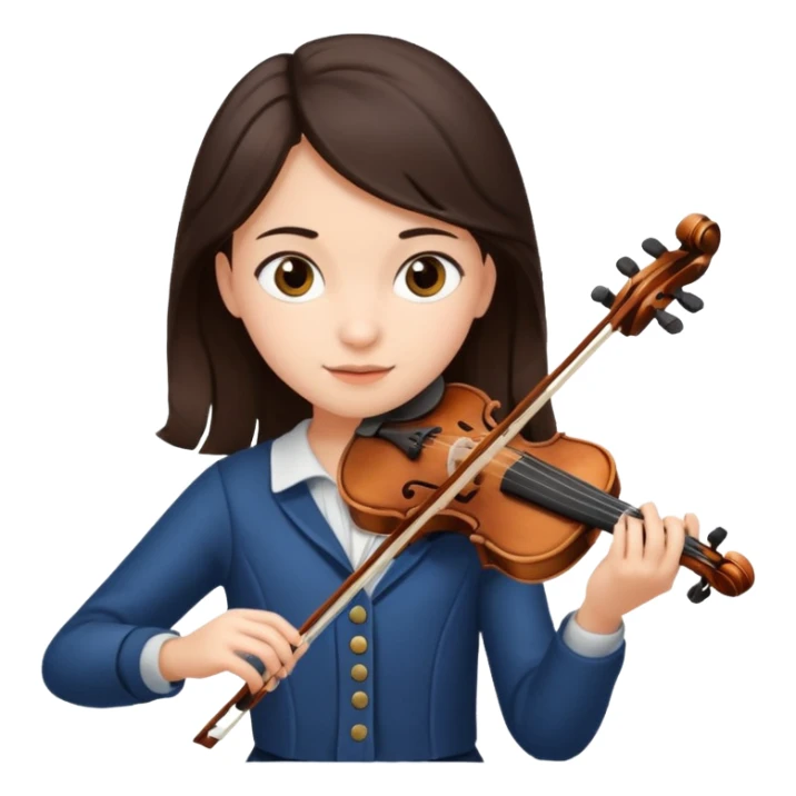 child girl dark brown hair playing violin  sticker