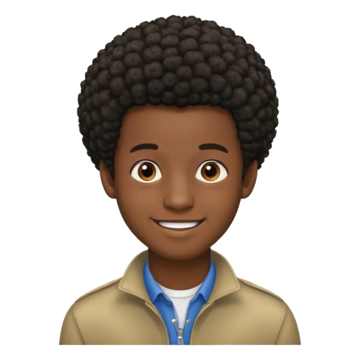 Black darkskin seventeen man  with little afro haircut sticker