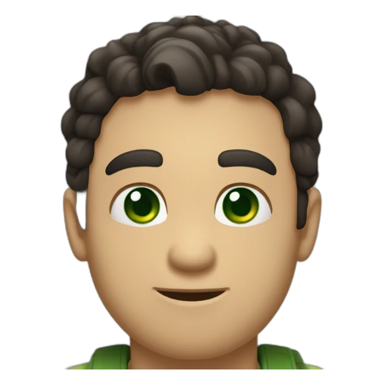 Nice Men, Green Eyes, dark hair with a dinosaurio sticker