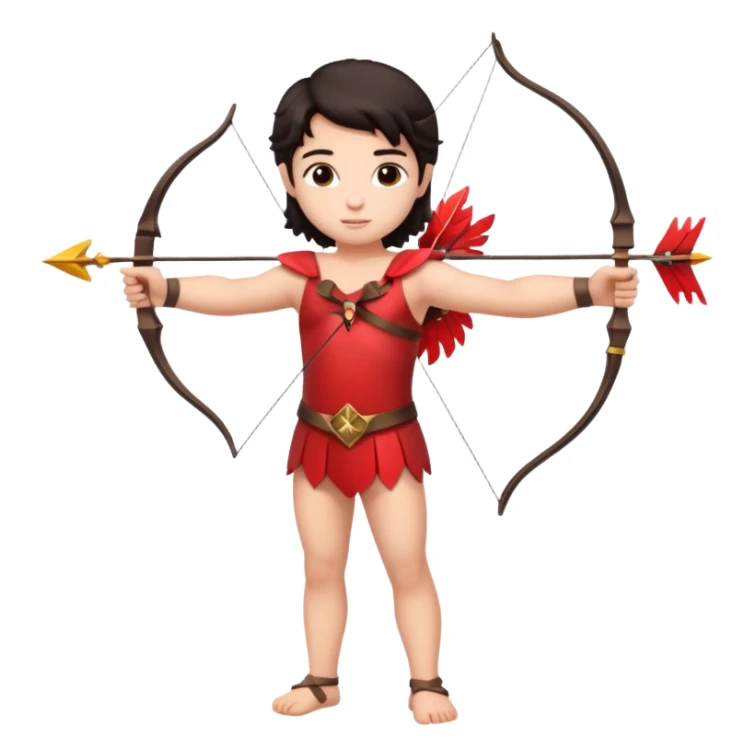 Full body Cupid with a bow and dark hair sticker