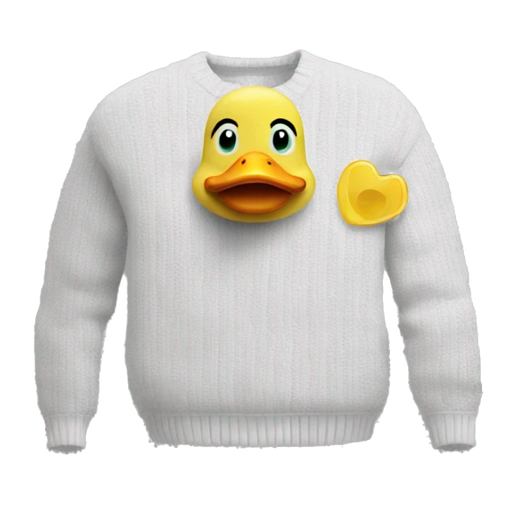 plush white duck sweater with Chips written on it sticker