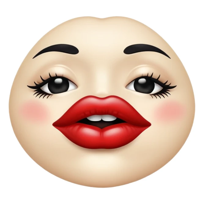 Glossy black lips, puckered as if for a kiss sticker