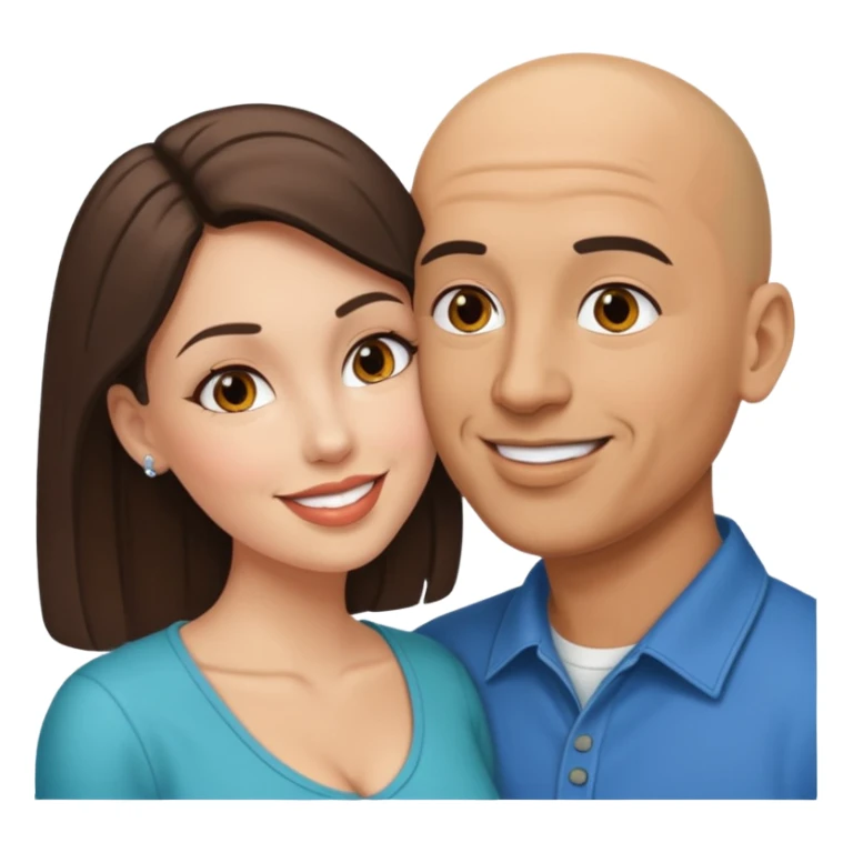 Bald Hispanic man kissing white brunette woman sticker