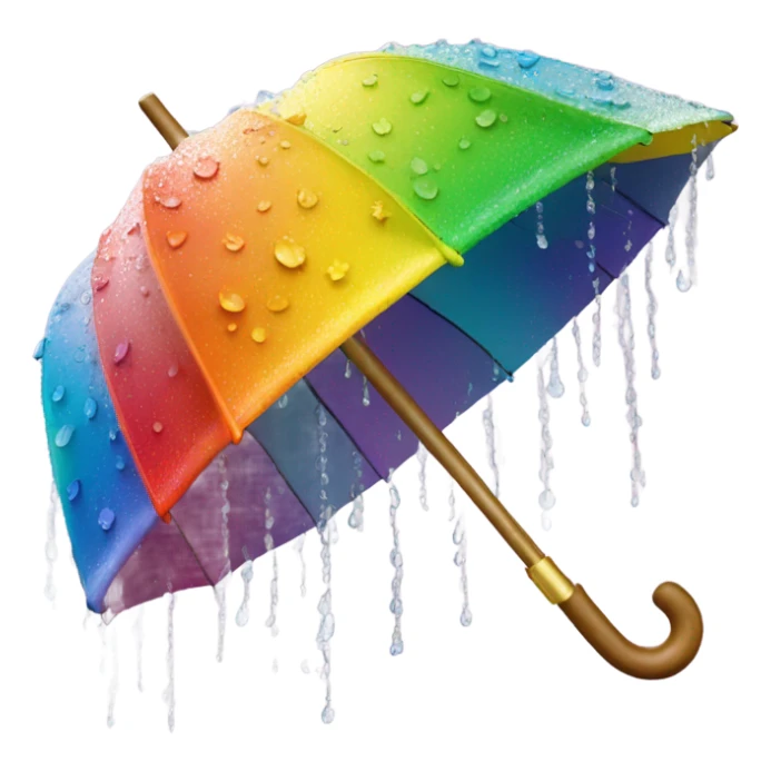 Rainbow umbrella made of flowers with dew drops dripping off and a large handle  sticker