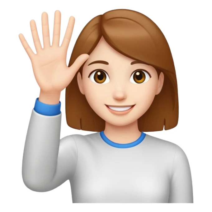 smiling girl palm raised to signal stop sticker