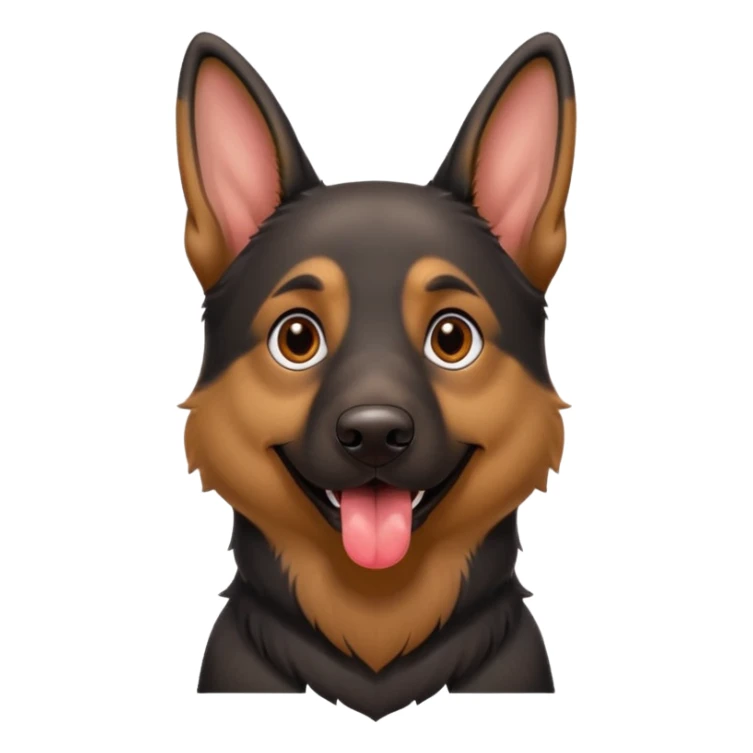 cartoon style dark German Shepherd dog with its tongue hanging out long sticker