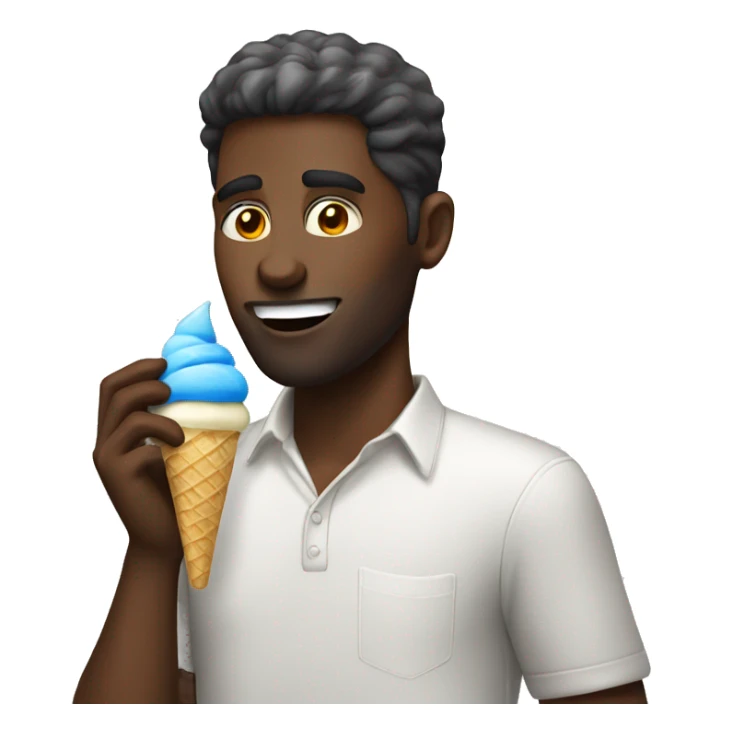 white man eating vanilla and blue ice cream sticker