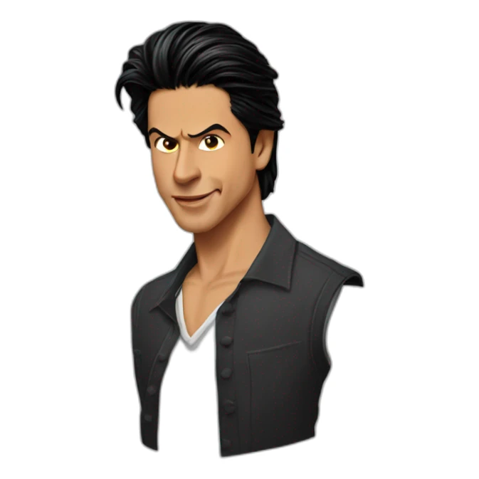 shahrukh khan long hairs tied back sticker