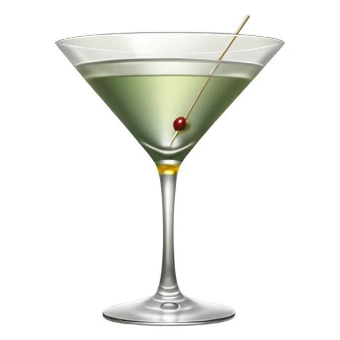 Muted sage green aesthetic, clean and minimal composition, elegant martini glass with a clear drink, subtle condensation, soft natural lighting, smooth matte textures, modern masculine design, minimal background, calm and refined mood, cinematic soft shadows, high resolution sticker
