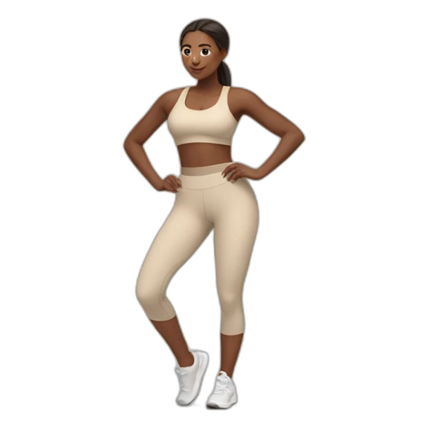 Woman in beige leggings and crop top doing cardio sticker