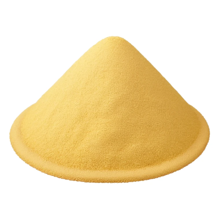 semolina mound, pale yellow, fine sandy texture, dry and matte, some granules at base, clean 3D style, transparent background, optimized for emoji size sticker