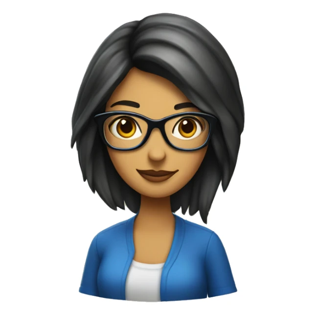 chica morena con ojos azules y gafas llevando un libro sticker