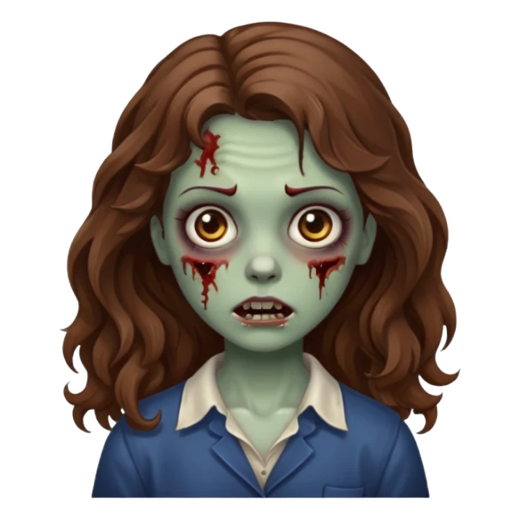 zombie girl tale brown hair wavy sticker