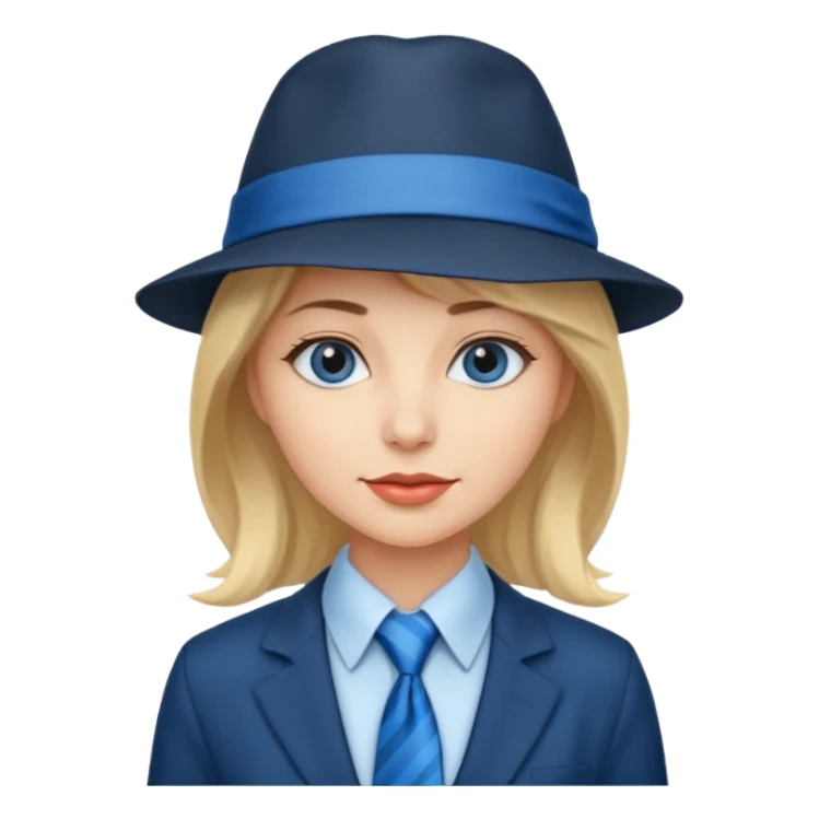 Blue neck tie with hat women sticker