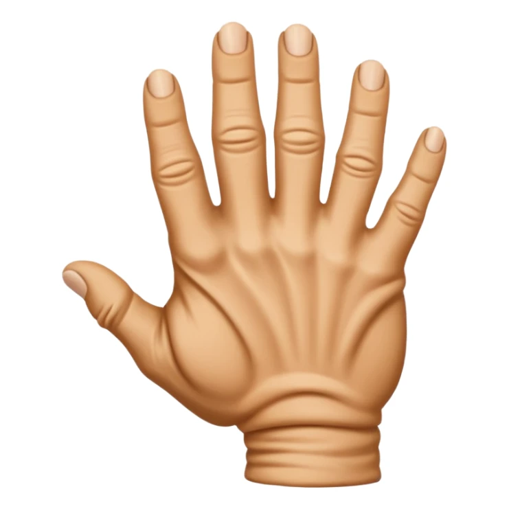 back of a hand gripping with thumb visible sticker