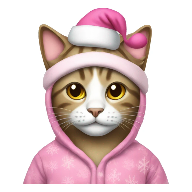 Cat wearing a pink santa hat and pajamas  sticker
