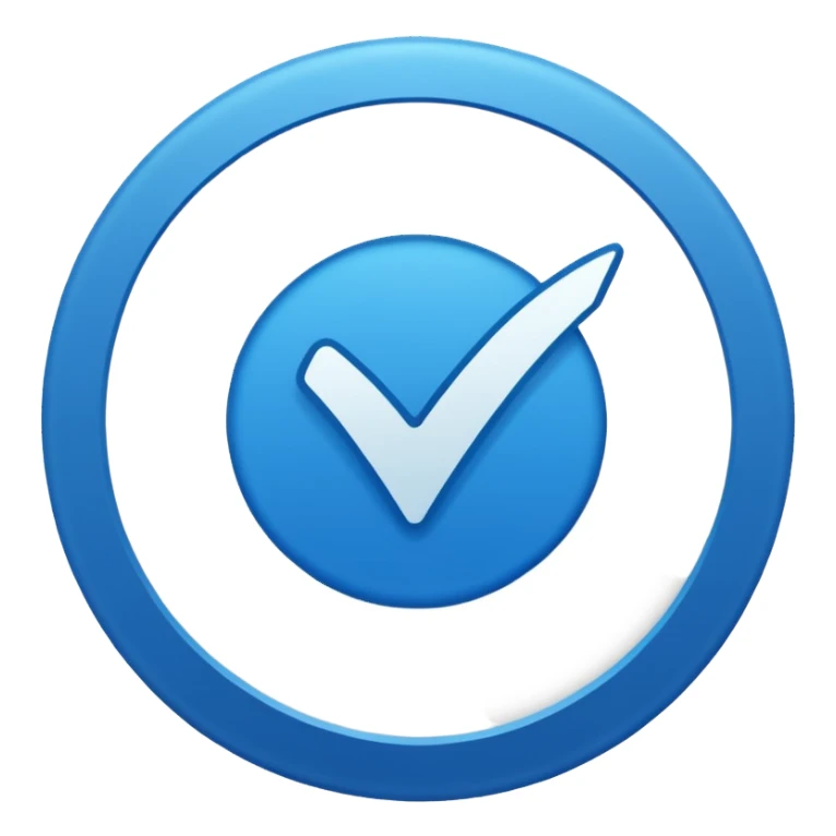 Instagram verification badge emoji in a blue outlined circular shape sticker