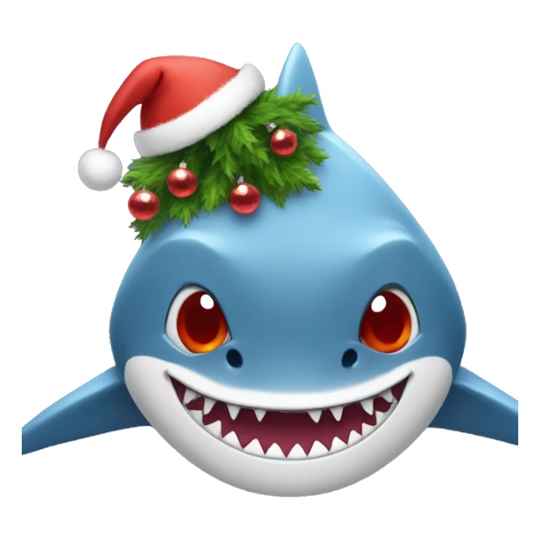 Shark face with dog feet and a Christmas hat sticker