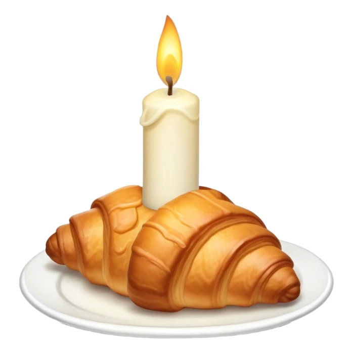 A croissant with a lit birthday candle on top sticker