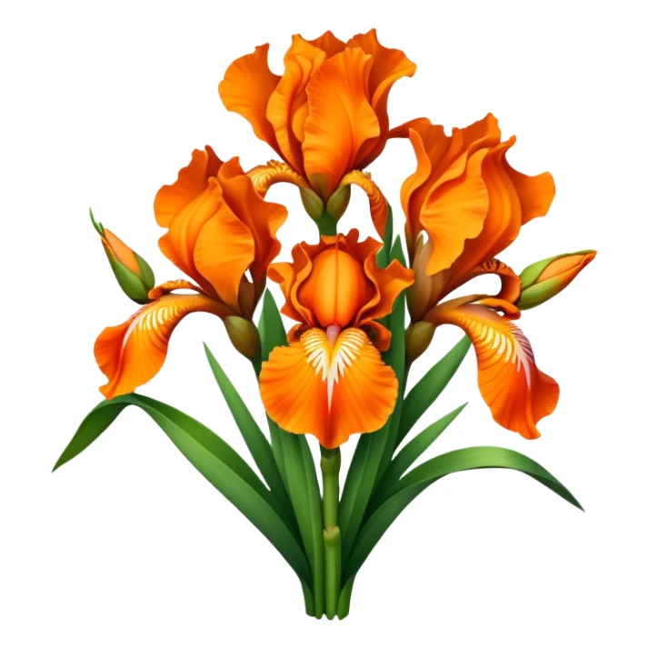 big bouquet Vibrant Orange Iris, luxuriant, leaf, bud sticker