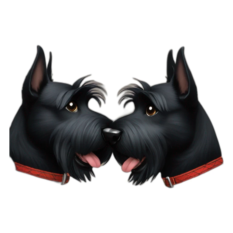 Two black Scottish terrier kissing sticker