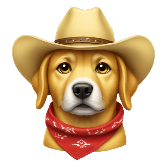 Yellow dog wearing a cowboy hat and red bandana  sticker