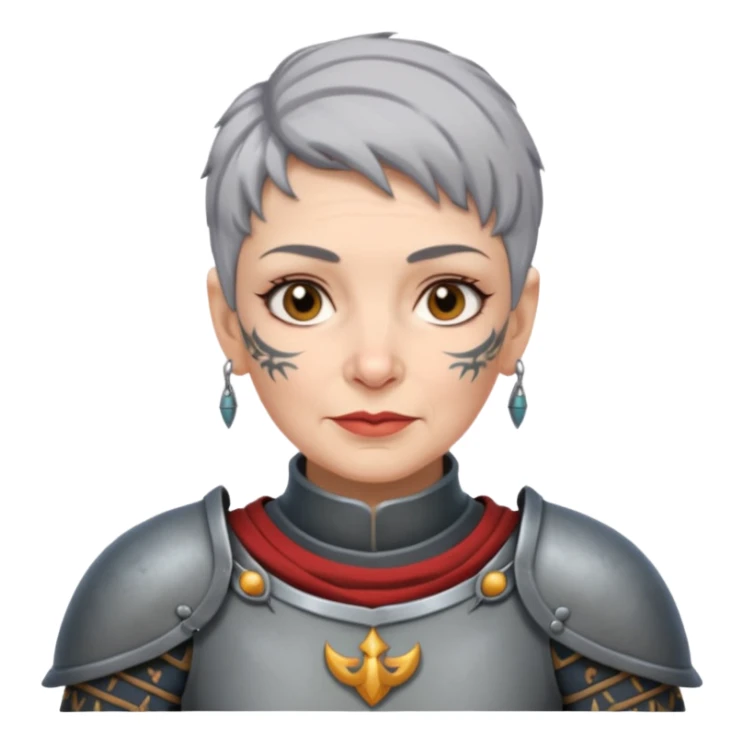 Elderly Tattooed Knights female, with short hair sticker