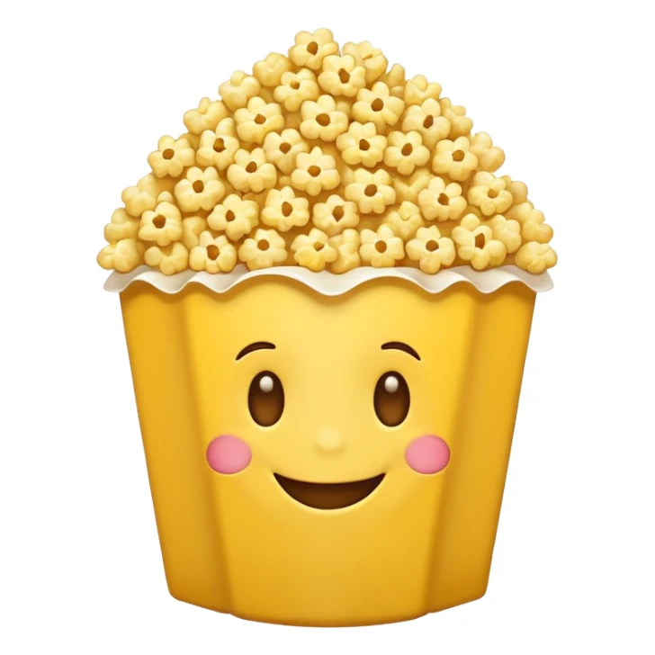 Smiling Emoji 😋 with 👀 for eyes with popcorn 🍿in front  sticker