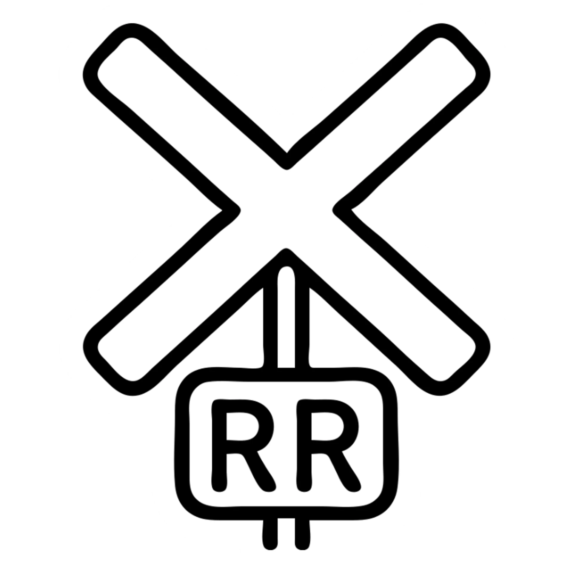 railway crossing sign, clear and recognizable, icon style, no text sticker