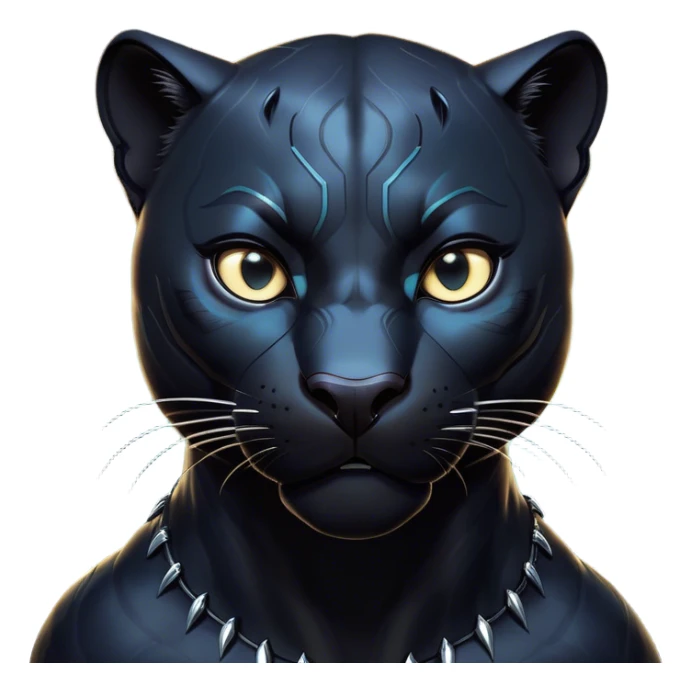 Cinematic Comical Panther Portrait Emoji, Head tilted dramatically with an exaggeratedly shocked expression, featuring a sleek, muscular body with wide, comically expressive eyes full of humorous disbelief, Simplified yet hilariously expressive features, highly detailed, glowing with a slightly sassy dark glow, high shine, dramatic yet playful, stylized with an air of quirky feline attitude, soft glowing outline, capturing the essence of a meme-worthy panther that looks ready to side-eye its way into viral fame! sticker