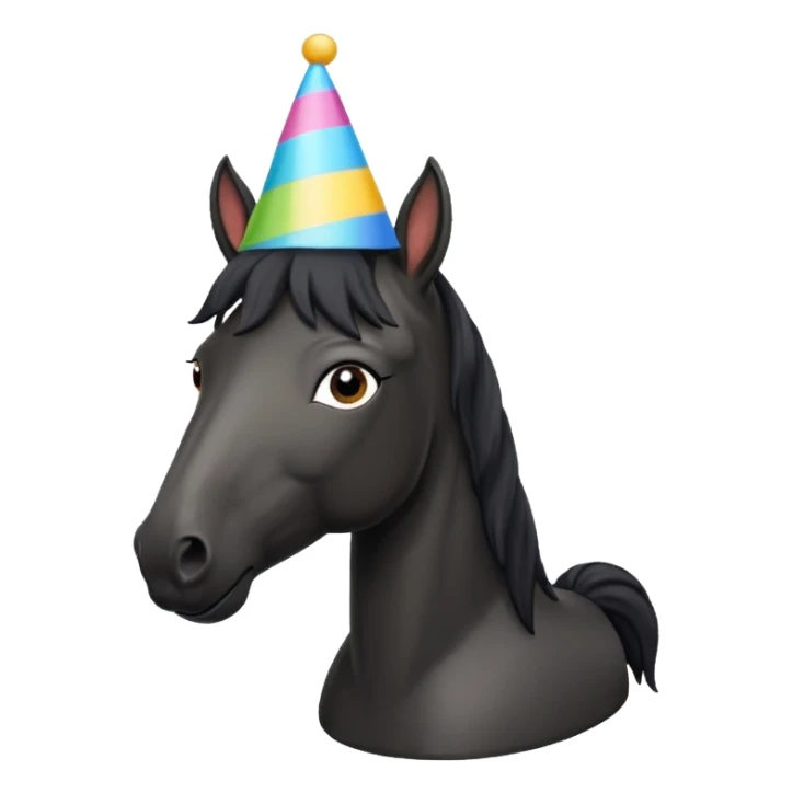 black horse in tshirt with party hat sticker