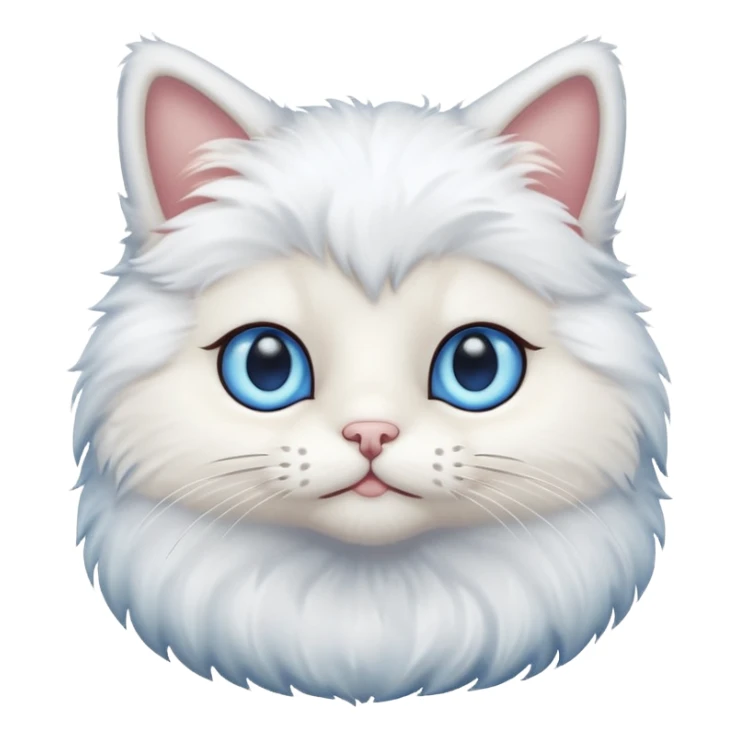 Teddy cat with white fur and blue eyes iOS style sticker