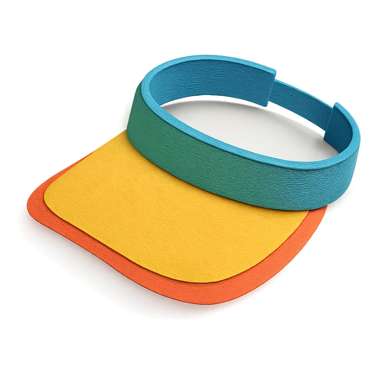 playful and bright sun visor on a white background in paper-craft style sticker