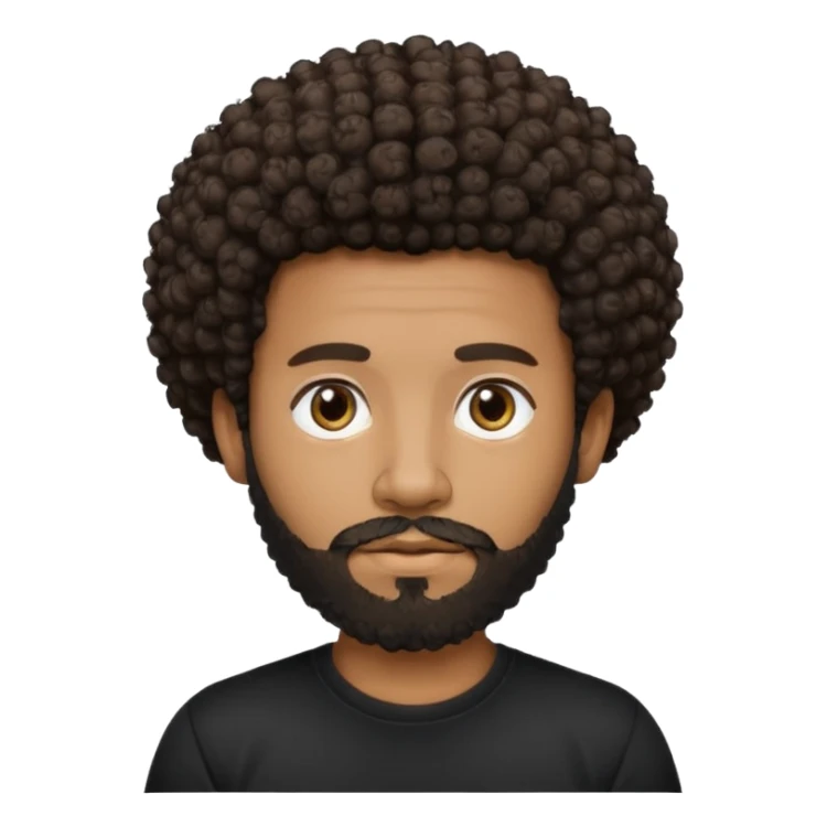 Medium brown skin man with beard and a tiny curly  Afro fade with dark dark brown eyes  sticker