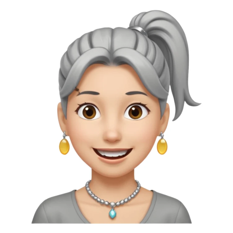 Female with Silver Necklace, grey skin,ponytail hair, different expressions. sticker