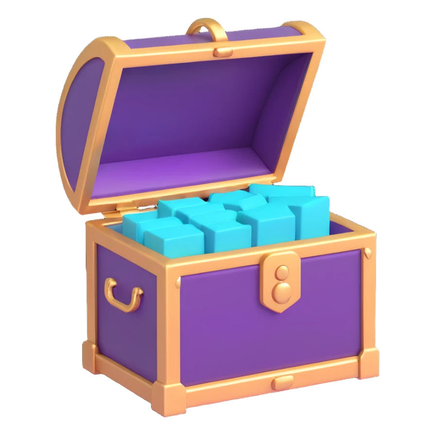 purple and teal rewards chest 3D style sticker