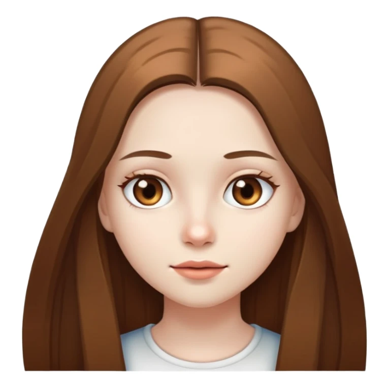 Girl with white skin, long brown straight hair and light brown eyes sticker