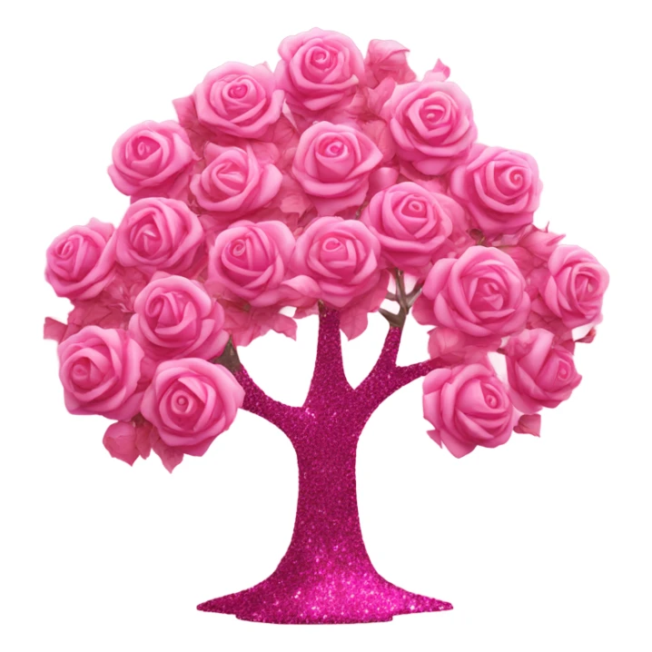 Pink tree made of roses with glitter sticker