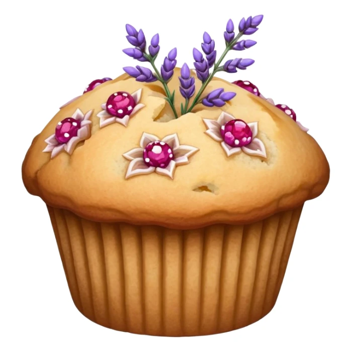 Lavender flower sprig muffin with berry and sugar crystals sticker