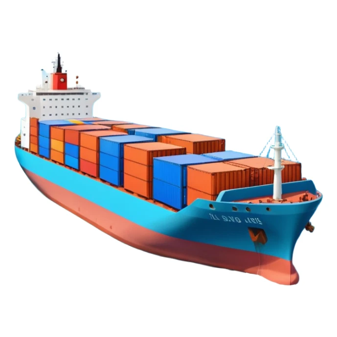 Draw a large cargo ship loaded with colorful containers on the sea. sticker