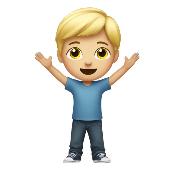 short blonde child with his arm extended straight out into the air sticker
