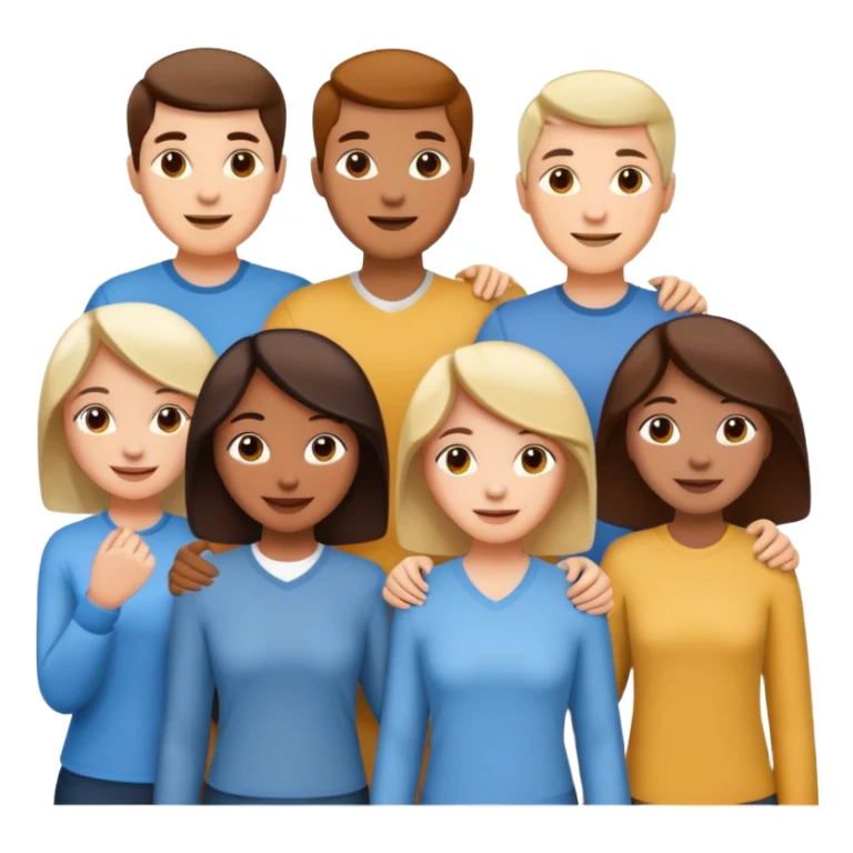 group of people standing together, showing unity and loyalty, cheerful expressions sticker