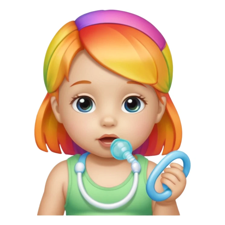 a rainbow skin baby girl with pacifier sticker