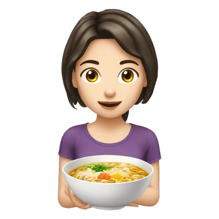 brunette white girl eat ramen sticker