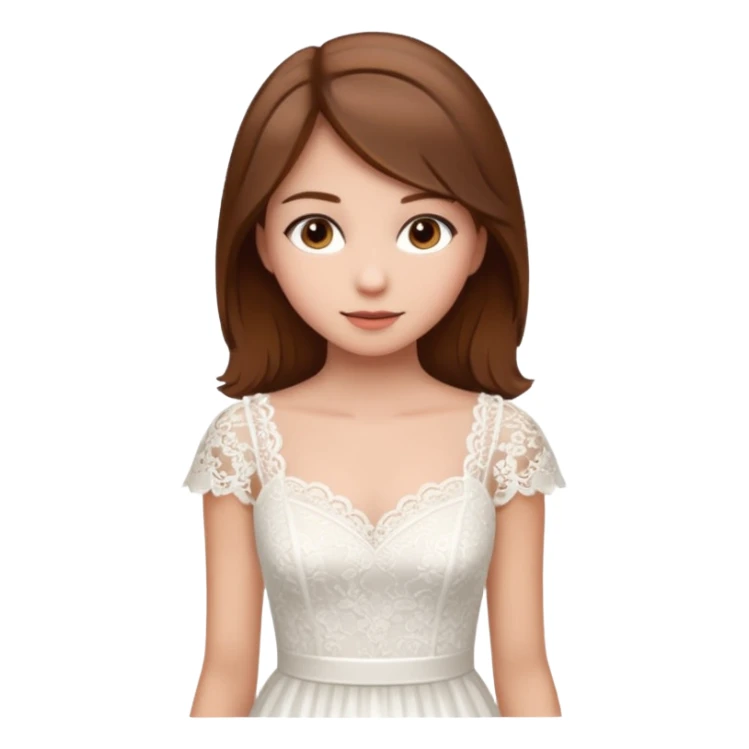 a middle brown hair girl with elegant white dress sticker
