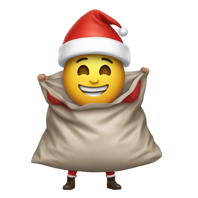 A guy with a huge plastic bag in a Santa costume sticker
