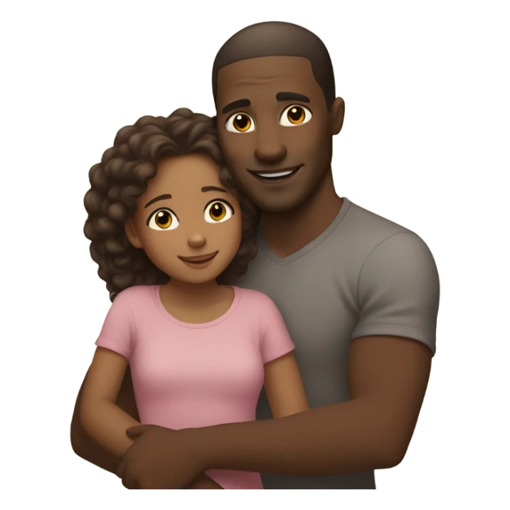 Black brown skin man hugging black light skin daughter  sticker