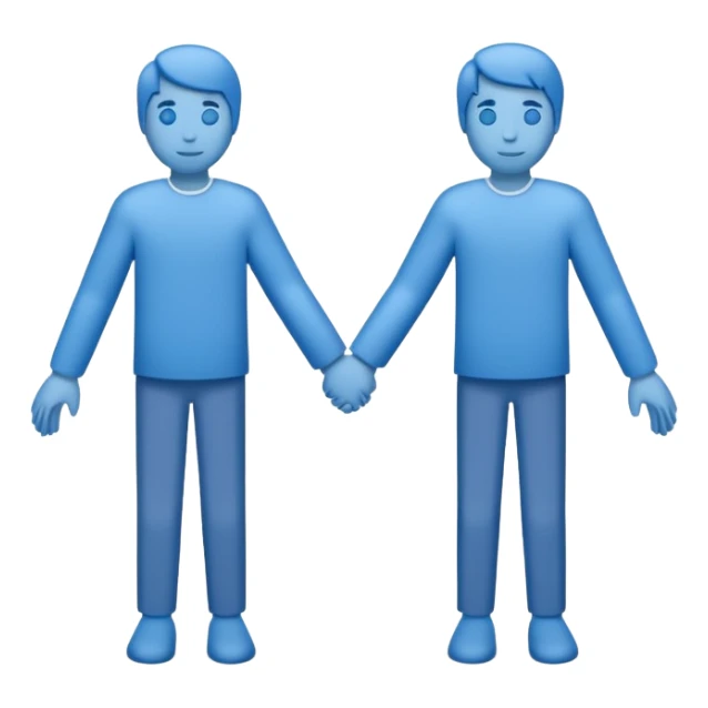 bonequinhos recortados de papel azuis de mãos dadas sticker